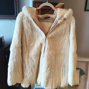 100% rabbit fur jacket with hood